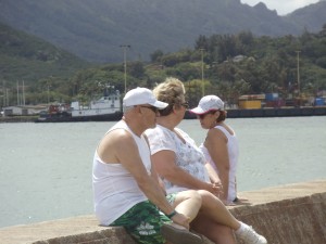 Ron, Nancy and Rene', Lihue Harbor, Kaua'i.