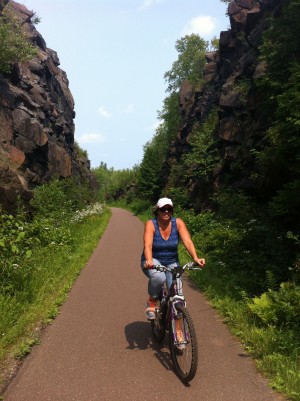 Rene' biking the Munger Trail.